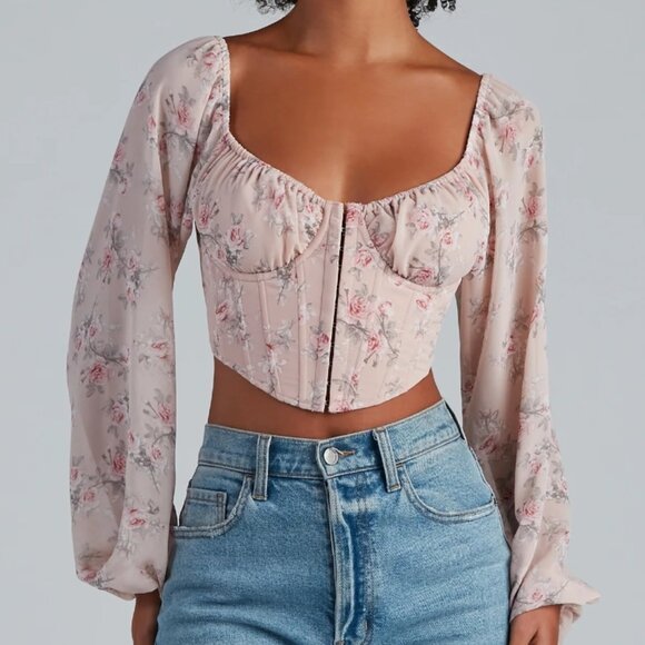 Floral Corset Style Blouse - Picture 1 of 8